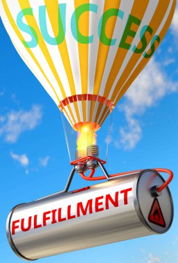Tatmin ve başarı - kelime tatmini ve bir balon olarak resmedilmiş, tatminin hayatta ve iş hayatında başarı ve refah elde etmeye yardımcı olabileceğini sembolize etmek için, 3d illüstrasyon