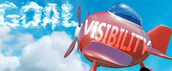 Láthatóság Segít Elérni Egy Célt Képben Szó Láthatóság Felhőkben Szimbolizálni — Stock Fotó