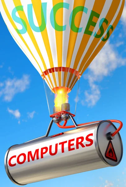 Компьютеры Успех Изображены Слово Компьютеры Воздушный Шар Символизирующий Компьютеры Могут — стоковое фото