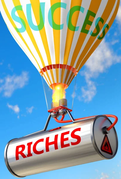 Rijkdom Succes Afgebeeld Als Woord Rijkdom Een Ballon Symboliseren Dat — Stockfoto