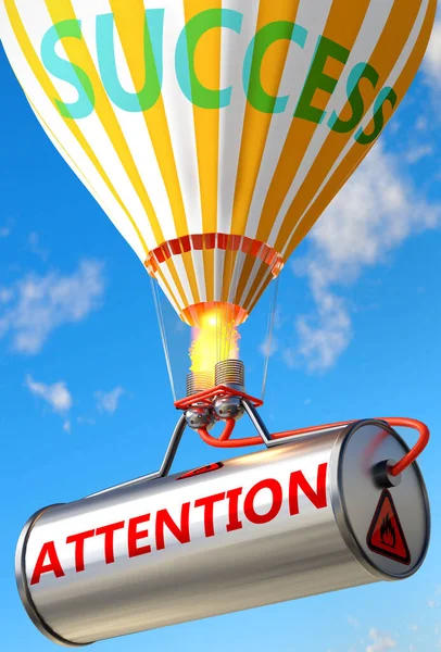 Pozornost Úspěch Vyobrazeno Jako Slovo Pozornost Balón Symbolizující Pozornost Může — Stock fotografie
