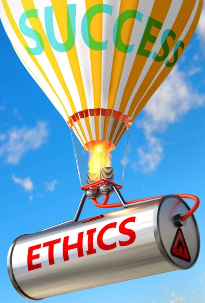 Etika Úspěch Vyobrazeno Jako Slovo Etika Balón Symbolizující Etika Může — Stock fotografie