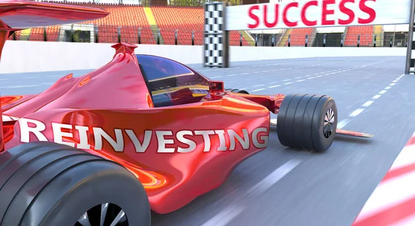 Reinvesting Success Pictured Word Reinvesting Car Symbolize Reinvesting Can Help — Stock Photo, Image