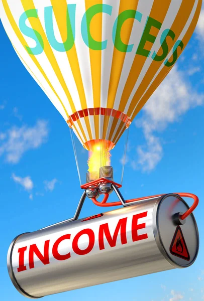 Inkomen Succes Afgebeeld Als Woord Inkomen Een Ballon Symboliseren Dat — Stockfoto