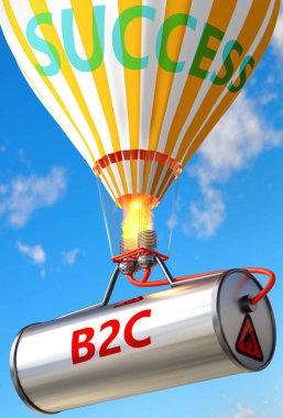 B2c ve başarı - B2c ve bir balon olarak resmedilmiş, B2c 'nin hayatta ve iş hayatında başarı ve refah elde etmeye yardımcı olabileceğini sembolize etmek için, 3d illüstrasyon