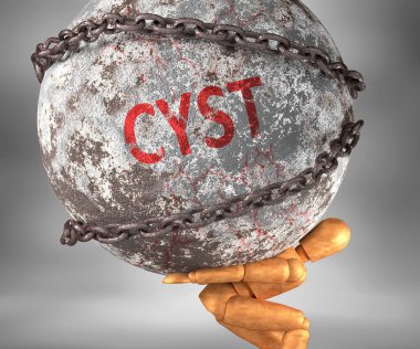 Kist ve hayattaki zorluklar Kist 'i bir yük olarak tasvir etmek için omuzlarında ağır bir yük olarak tasvir edilir.