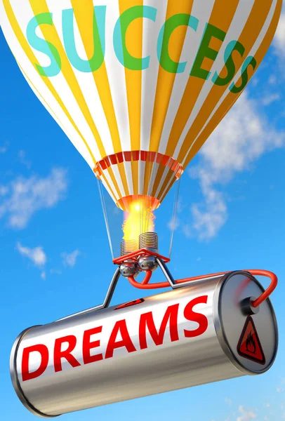Träume Und Erfolg Dargestellt Als Wort Träume Und Luftballon Symbolisieren — Stockfoto