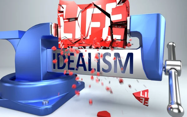 Idealisme Kan Het Leven Ruïneren Vernietigen Gesymboliseerd Door Woord Idealisme — Stockfoto