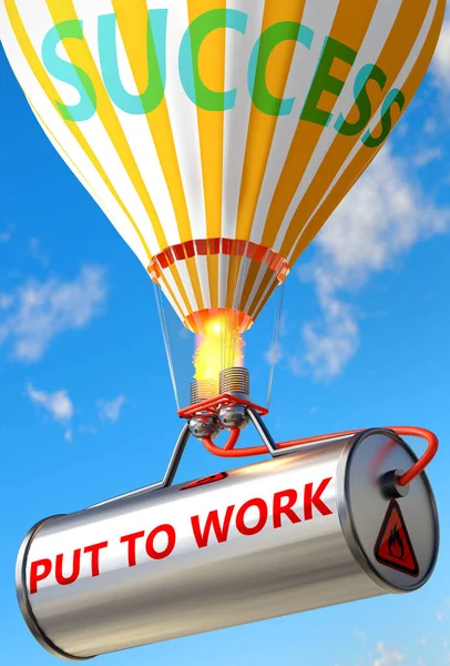 Włożyć Pracy Sukcesu Przedstawiony Jako Słowo Umieścić Pracy Balon Symbolizować — Zdjęcie stockowe