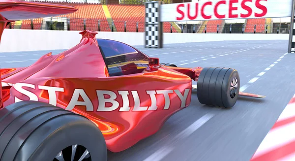 Stabilność Sukces Przedstawiony Jako Słowo Stabilność Samochód Symbolizujący Stabilność Może — Zdjęcie stockowe