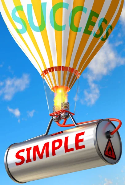 Eenvoudig Succes Afgebeeld Als Woord Eenvoudig Een Ballon Symboliseren Dat — Stockfoto