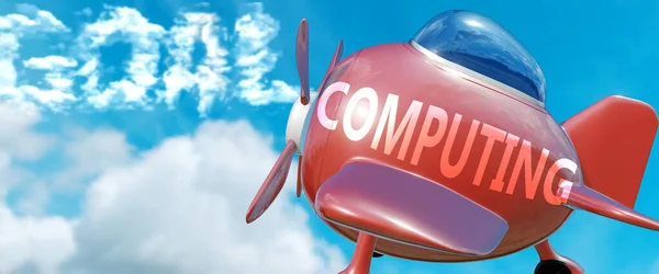 Computação Ajuda Alcançar Objetivo Retratado Como Palavra Computação Nuvens Para — Fotografia de Stock