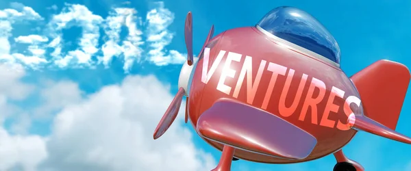 Ventures Segít Elérni Egy Célt Képezett Szó Ventures Felhők Szimbolizálni — Stock Fotó