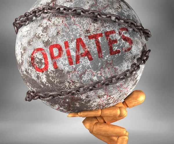 Opiaten Ontberingen Het Leven Afgebeeld Door Woord Opiaten Als Een — Stockfoto