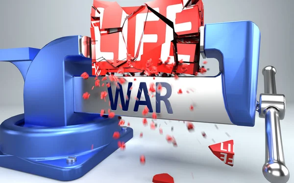 Oorlog Kan Het Leven Ruïneren Vernietigen Gesymboliseerd Door Woord Oorlog — Stockfoto