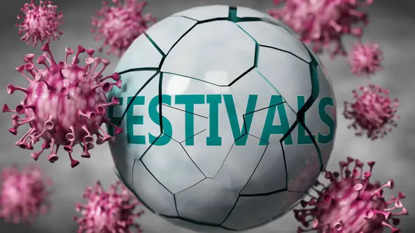 Festivaller Virüslerle Sembolize Edilen Covid Virüsü Coronavirus Salgınının Festivalleri Bulanık — Stok fotoğraf