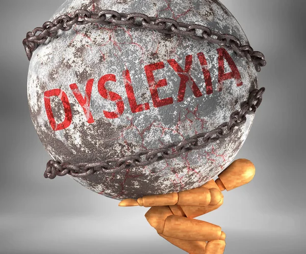 Dyslexia Hardship Life Pictured Word Dyslexia Heavy Weight Shoulders Symbolize — Stock Photo, Image