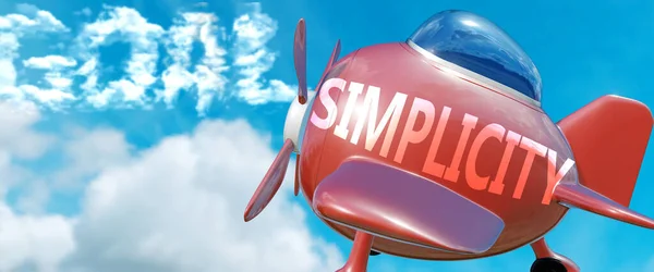 Egyszerűség Segít Elérni Egy Célt Képezett Szó Egyszerűség Felhőkben Szimbolizálni — Stock Fotó