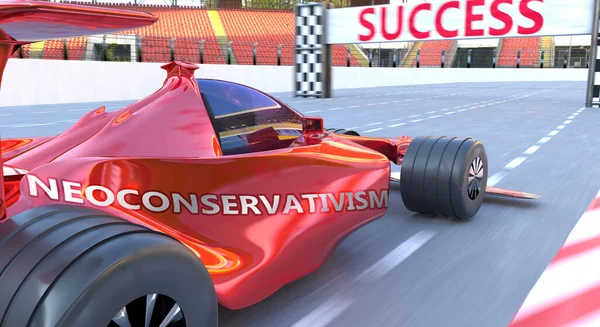 Neokonserwatyzm Sukces Wyobrażony Jako Słowo Neokonserwatyzm Samochód Symbolizujący Neokonserwatyzm Może — Zdjęcie stockowe