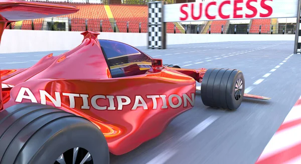 Anticipation Success Pictured Word Anticipation Car Symbolize Anticipation Can Help — Stock Photo, Image