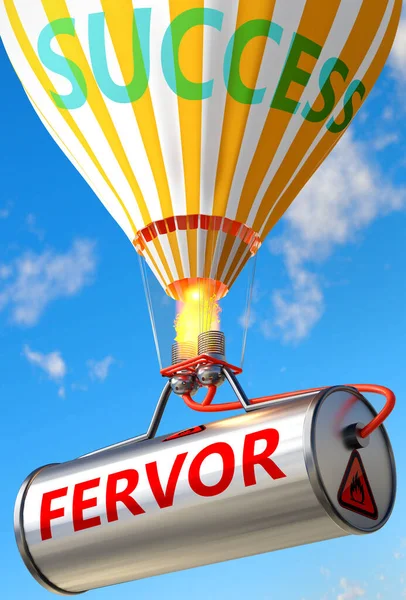 Fervor Και Την Επιτυχία Απεικονίζεται Λέξη Fervor Και Ένα Μπαλόνι — Φωτογραφία Αρχείου