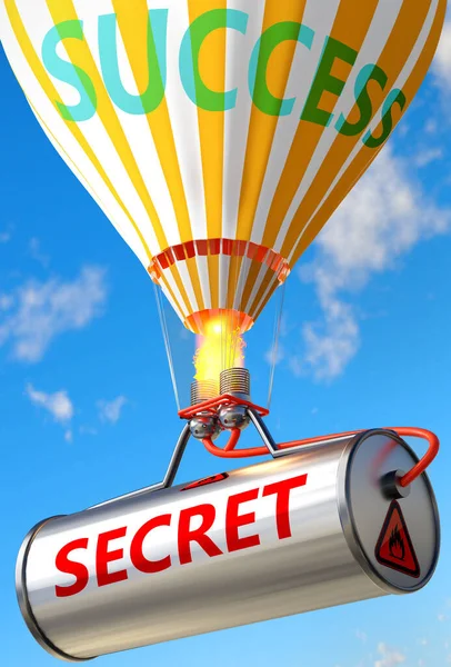 Geheim Succes Afgebeeld Als Woord Geheim Een Ballon Symboliseren Dat — Stockfoto
