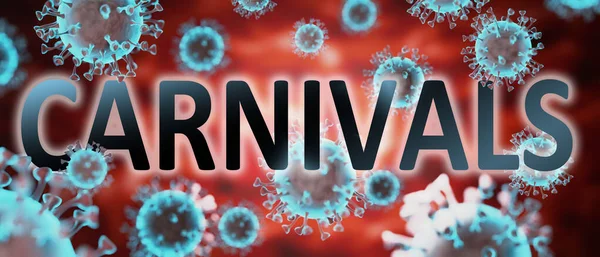 Kelime Karnavalları Virüslerle Resmedilen Covid Karnavallar Karnavalların Korona Salgınıyla Ilişkili — Stok fotoğraf
