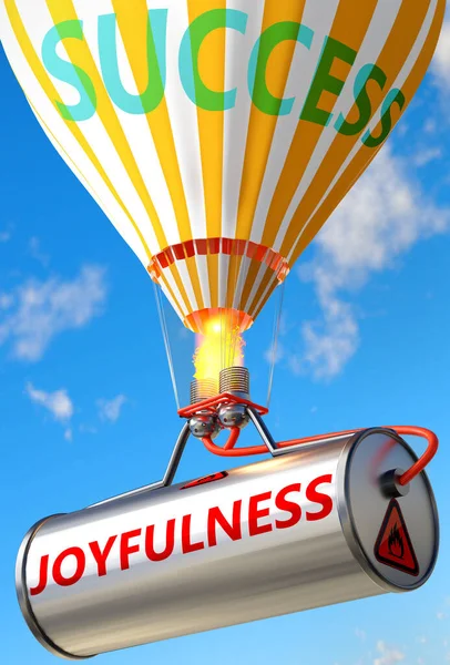 Fröhlichkeit Und Erfolg Dargestellt Als Wort Fröhlichkeit Und Luftballon Symbolisieren — Stockfoto