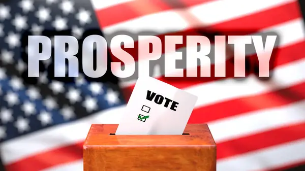 Prosperity Voting Usa Pictured Ballot Box American Flag Background Phrase — Stock Photo, Image