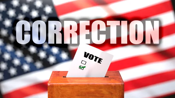 Correction Voting Usa Pictured Ballot Box American Flag Background Phrase — Stock Photo, Image