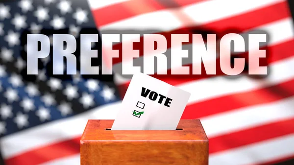Preference Voting Usa Pictured Ballot Box American Flag Background Phrase — Stock Photo, Image