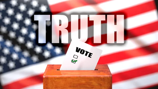 Truth Voting Usa Pictured Ballot Box American Flag Background Phrase — Stock Photo, Image