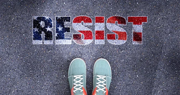 Resist Politiek Gesymboliseerd Als Een Persoon Die Voor Zin Resist — Stockfoto