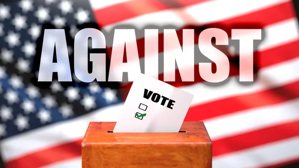 Proti Hlasování Usa Vyobrazen Jako Volební Urna Americkou Vlajkou Pozadí — Stock fotografie