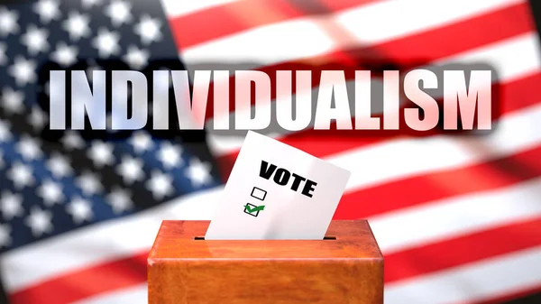 Individualism Voting Usa Pictured Ballot Box American Flag Background Phrase — Stock Photo, Image