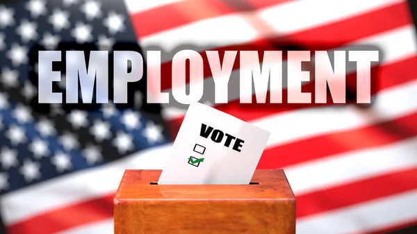 Employment Voting Usa Pictured Ballot Box American Flag Background Phrase — Stock Photo, Image