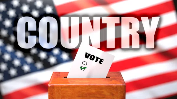 Země Hlasování Usa Vyobrazen Jako Volební Urna Americkou Vlajkou Pozadí — Stock fotografie