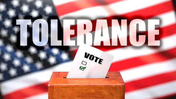 Толерантність Голосування Сша Зображене Скринька Голосування Американським Прапором Задньому Плані — стокове фото