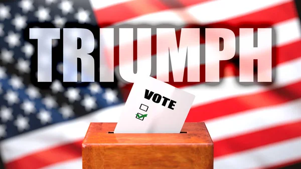 Triumf Hlasování Usa Vyobrazena Jako Volební Urna Americkou Vlajkou Pozadí — Stock fotografie