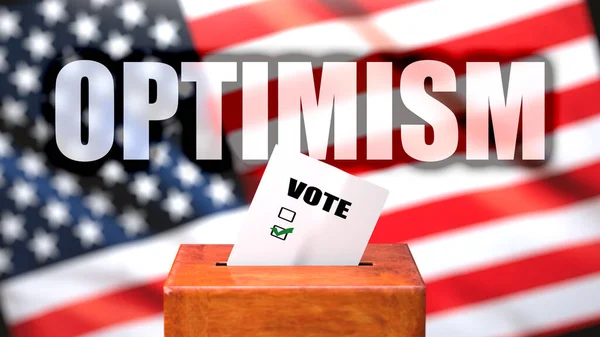 Optimism Voting Usa Pictured Ballot Box American Flag Background Phrase — Stock Photo, Image