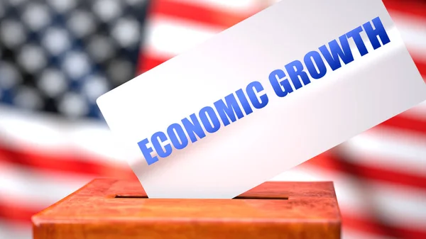 Gazdasági Növekedés Amerikai Választások Szimbolizált Urna Amerikai Zászló Egy Kifejezés — Stock Fotó