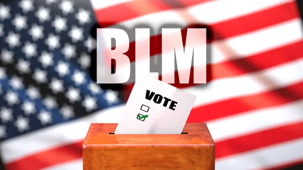 Blm Voting Usa Pictured Ballot Box American Flag Background Phrase — Stock Photo, Image
