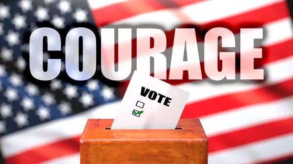 Courage Voting Usa Pictured Ballot Box American Flag Background Phrase — Stock Photo, Image