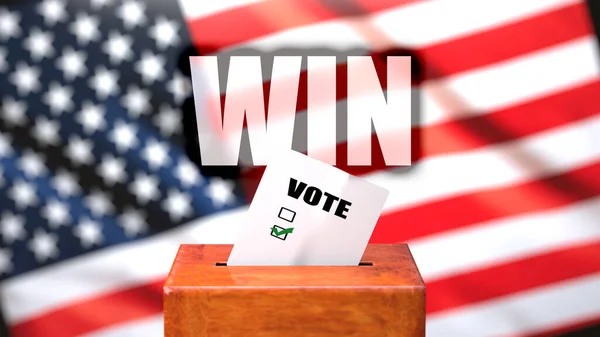 Перемога Голосування Сша Зображена Скринька Голосування Американським Прапором Задньому Плані — стокове фото