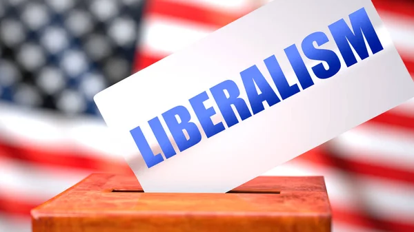 Liberalisme Amerikaanse Verkiezingen Gesymboliseerd Als Stembus Met Amerikaanse Vlag Een — Stockfoto