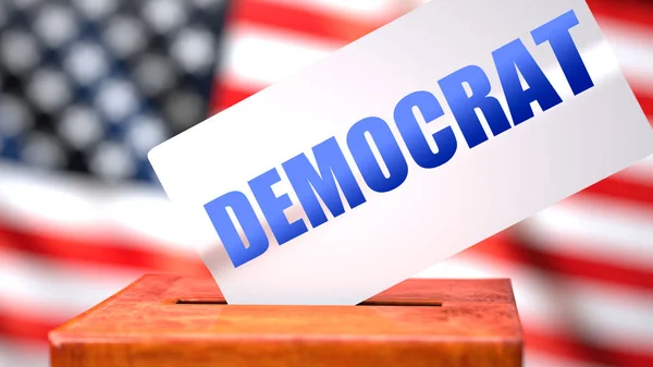 Democrat American Elections Symbolized Ballot Box American Flag Background Phrase — Stock Photo, Image