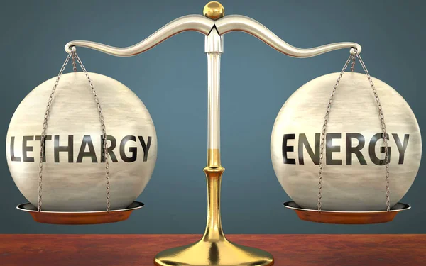 Lethargie Energie Balans Blijven Afgebeeld Als Een Metalen Schaal Met — Stockfoto