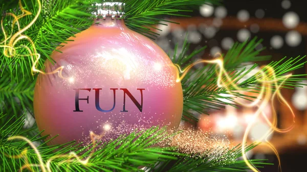 Fun Christmas Holidays Dargestellt Als Weihnachtskugel Mit Wort Fun Und — Stockfoto