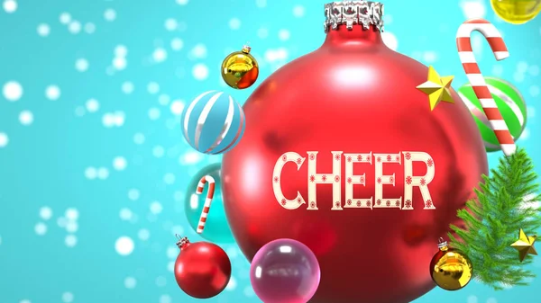 Cheer Xmas Holidays Pictured Abstract Christmas Ornament Ball Word Cheer — Stock Photo, Image