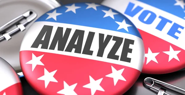 Analyse Und Wahlen Den Usa Dargestellt Als Pin Back Buttons — Stockfoto